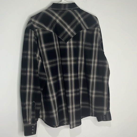 Men’s black Wrangler pearl snap long sleeve shirt with pockets L/XL - Picture 6 of 10